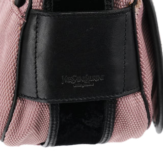 Yves Saint Laurent 120456 Pink Nylon Velvet Buckle Shoulder Bag