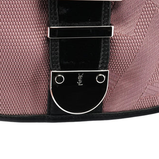 Yves Saint Laurent 120456 Pink Nylon Velvet Buckle Shoulder Bag