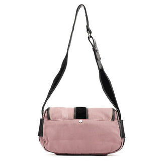 Yves Saint Laurent 120456 Pink Nylon Velvet Buckle Shoulder Bag