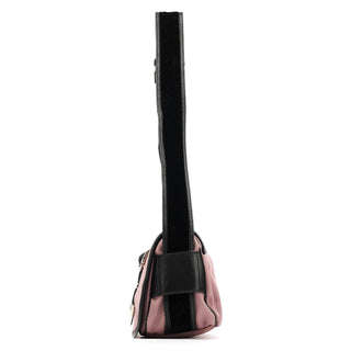 Yves Saint Laurent 120456 Pink Nylon Velvet Buckle Shoulder Bag