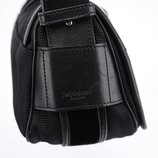 Yves Saint Laurent 120463 Black Nylon Velvet Shoulder Bag