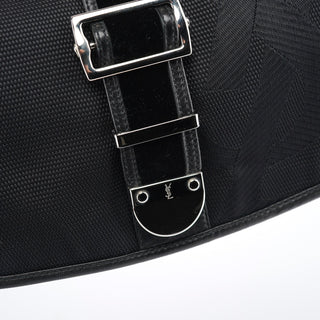 Yves Saint Laurent 120463 Black Nylon Velvet Shoulder Bag