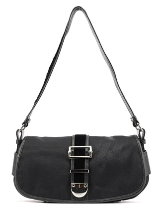 Yves Saint Laurent 120463 Black Nylon Velvet Shoulder Bag