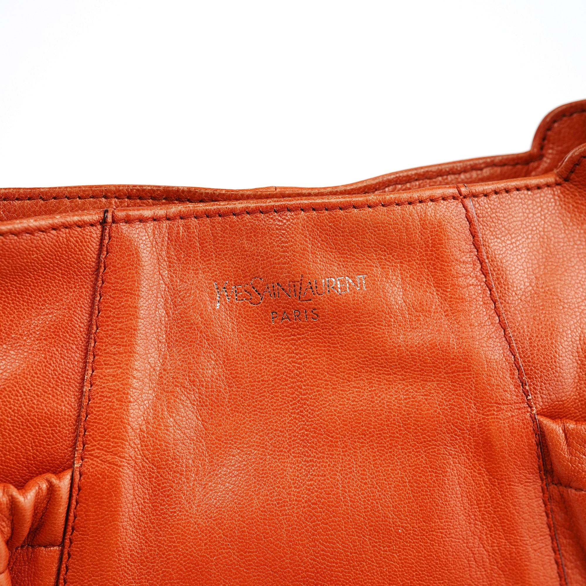 Yves Saint Laurent 121615 Orange Leather Mombasa Shoulder Bag