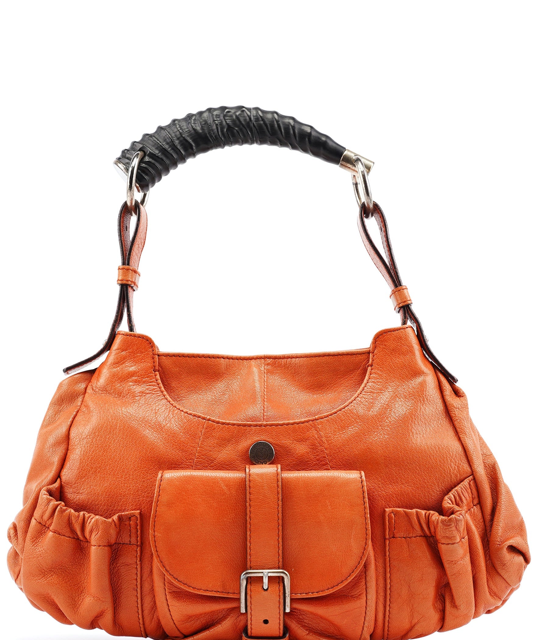 Yves Saint Laurent 121615 Orange Leather Mombasa Shoulder Bag