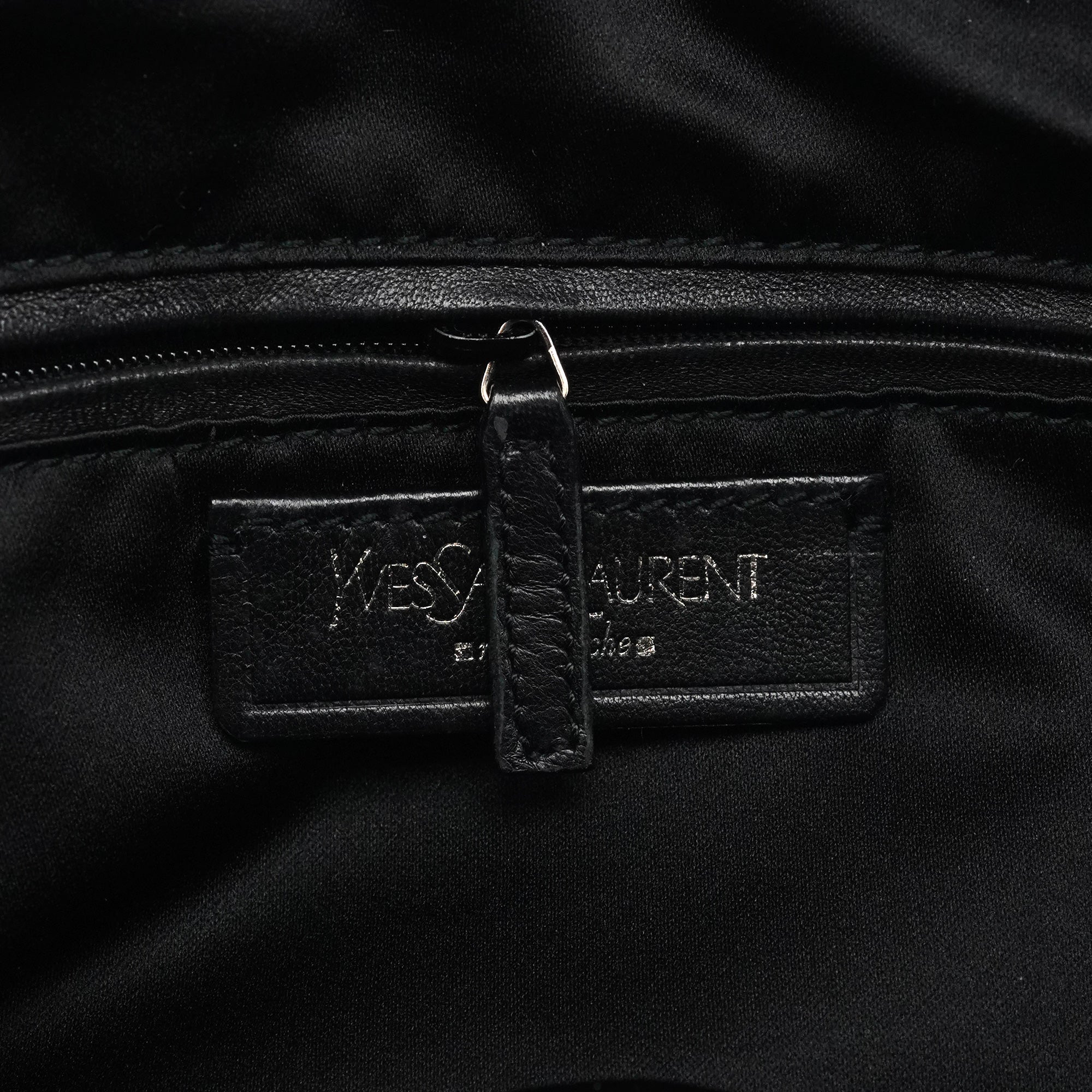 Yves Saint Laurent 123435 Tote Bag aus schwarzem Canvas mit YSL-Logo aus Samt
