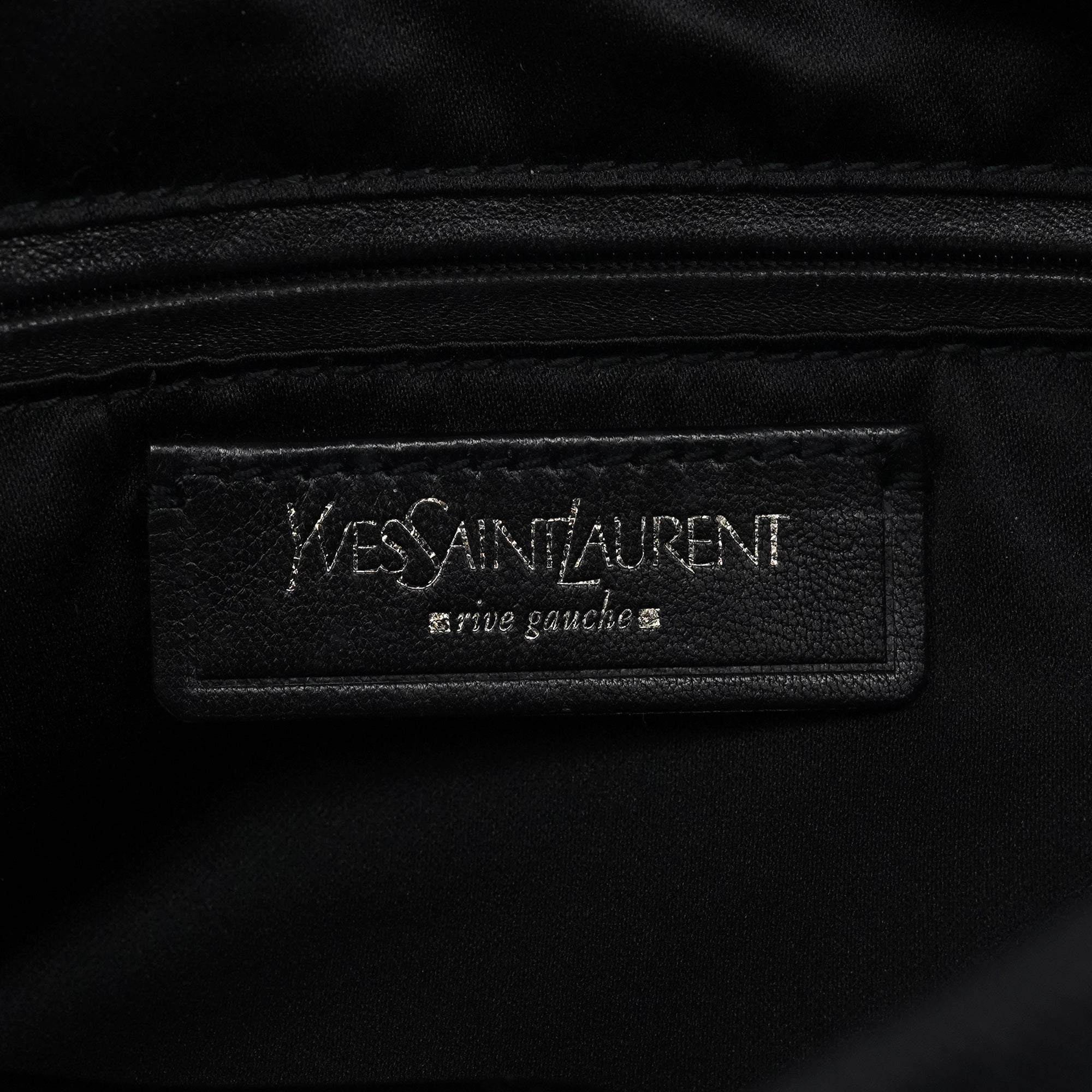 Yves Saint Laurent 123435 Tote Bag aus schwarzem Canvas mit YSL-Logo aus Samt