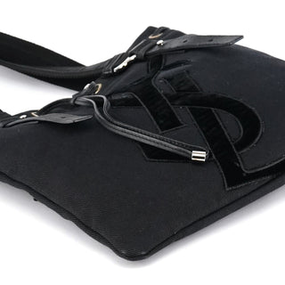 Yves Saint Laurent 123435 Black Canvas Velvet YSL Tote Bag