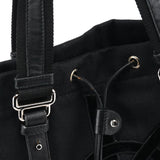 Yves Saint Laurent 123435 Tote Bag aus schwarzem Canvas mit YSL-Logo aus Samt