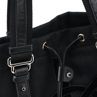 Yves Saint Laurent 123435 Black Canvas Velvet YSL Tote Bag