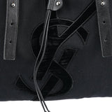Yves Saint Laurent 123435 Tote Bag aus schwarzem Canvas mit YSL-Logo aus Samt