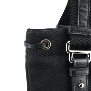 Yves Saint Laurent 123435 Black Canvas Velvet YSL Tote Bag