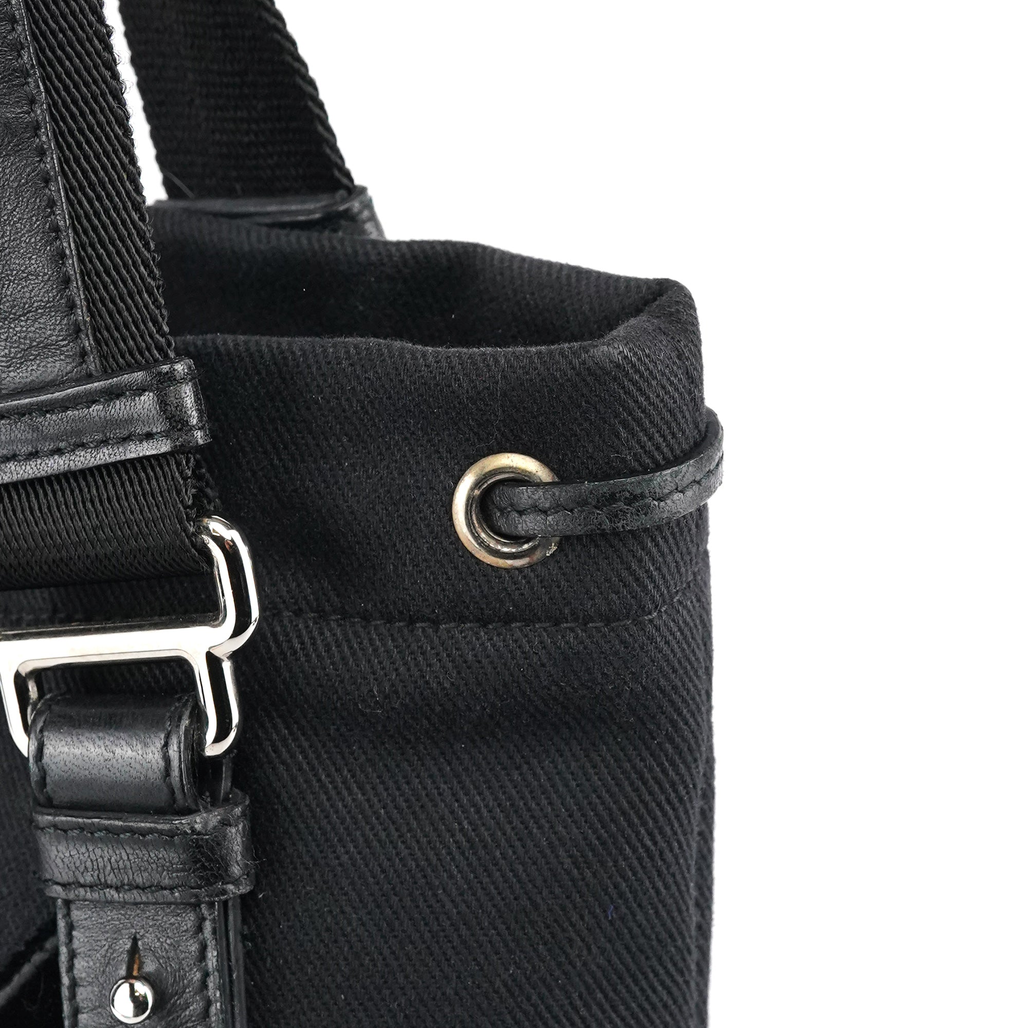 Yves Saint Laurent 123435 Tote Bag aus schwarzem Canvas mit YSL-Logo aus Samt