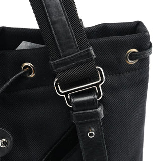 Yves Saint Laurent 123435 Black Canvas Velvet YSL Tote Bag