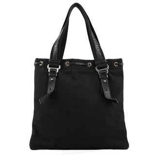 Yves Saint Laurent 123435 Black Canvas Velvet YSL Tote Bag