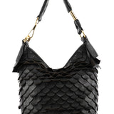 Yves Saint Laurent 137267 Black Petal Leather Hobo Shoulder Bag