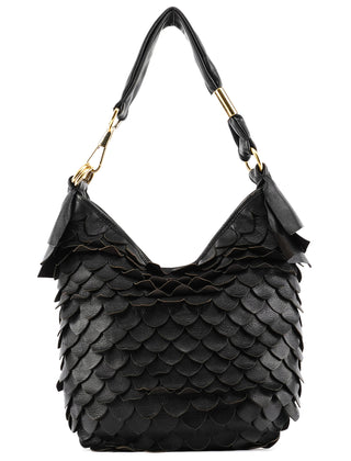 Yves Saint Laurent 137267 Black Petal Leather Hobo Shoulder Bag