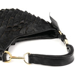 Yves Saint Laurent 137267 Black Petal Leather Hobo Shoulder Bag