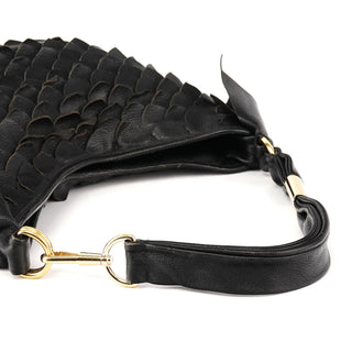 Yves Saint Laurent 137267 Black Petal Leather Hobo Shoulder Bag