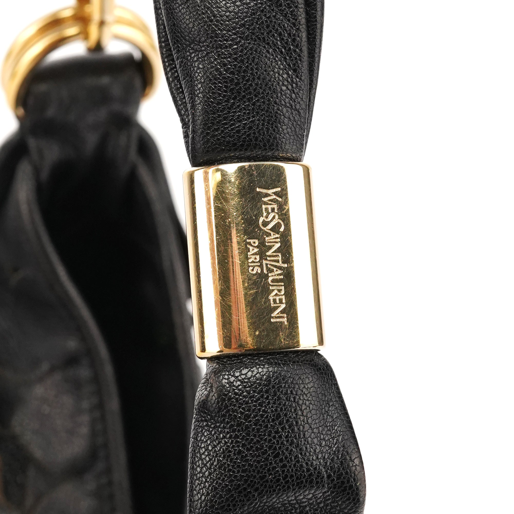 Yves Saint Laurent 137267 Black Petal Leather Hobo Shoulder Bag