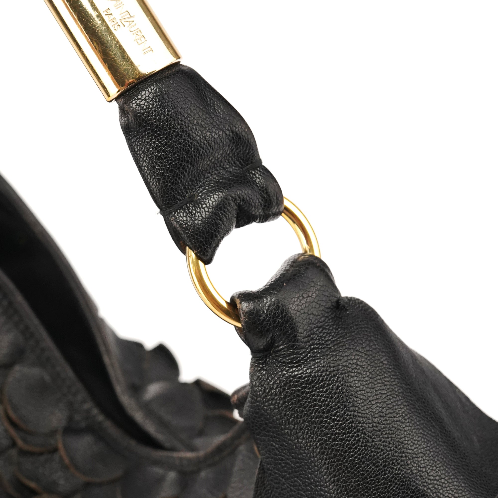 Yves Saint Laurent 137267 Black Petal Leather Hobo Shoulder Bag