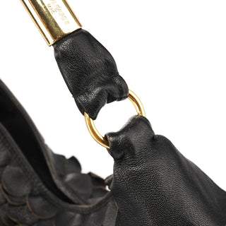 Yves Saint Laurent 137267 Black Petal Leather Hobo Shoulder Bag