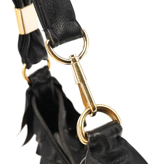 Yves Saint Laurent 137267 Black Petal Leather Hobo Shoulder Bag