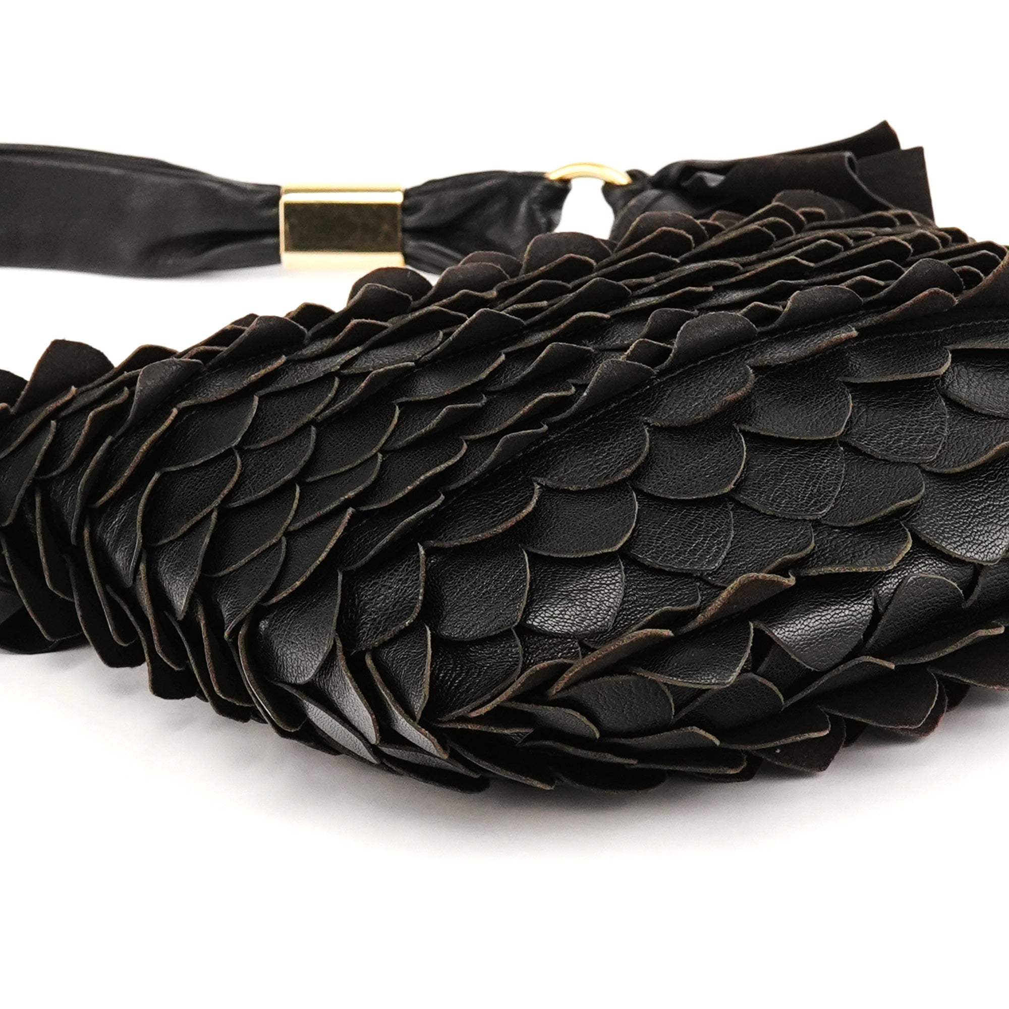 Yves Saint Laurent 137267 Black Petal Leather Hobo Shoulder Bag
