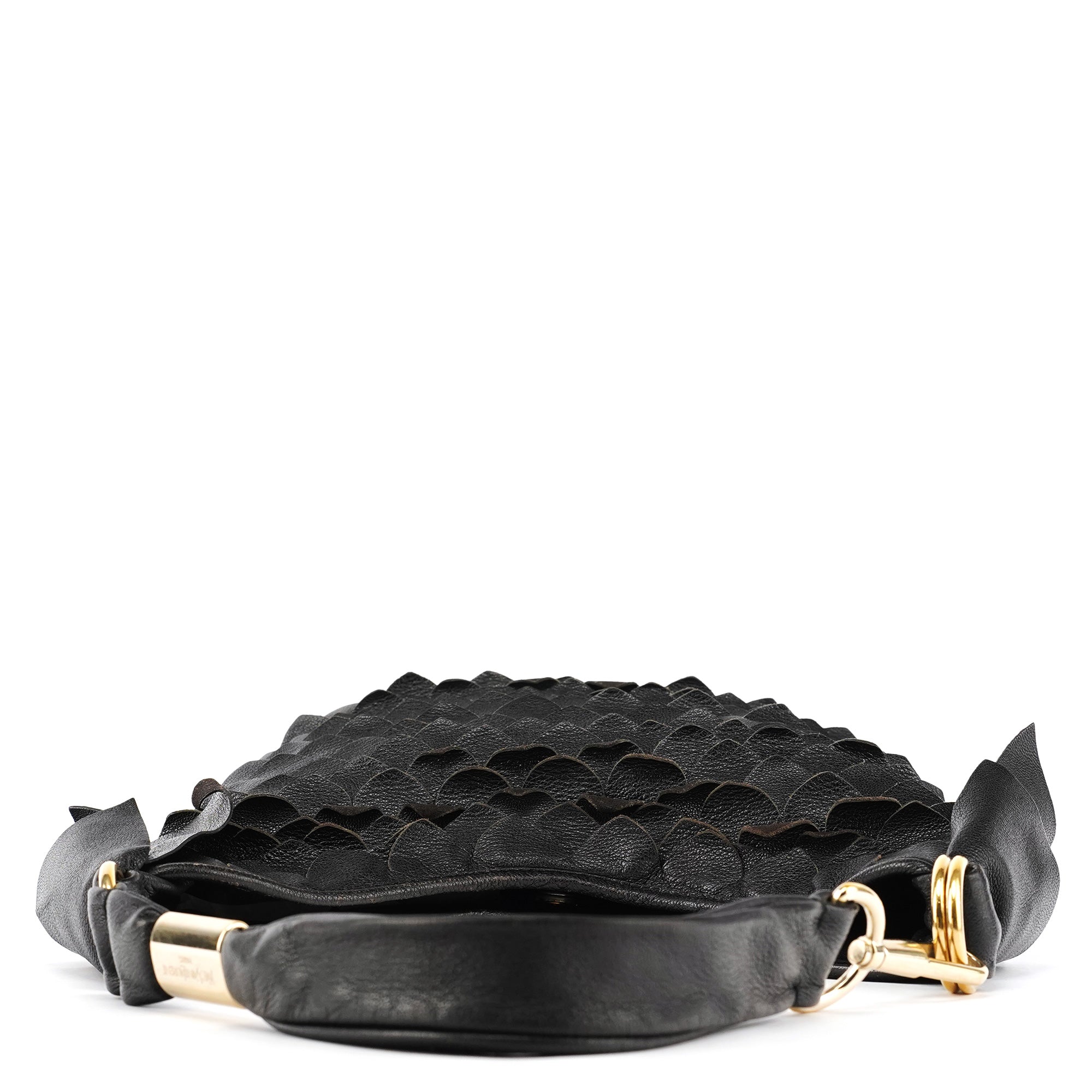 Yves Saint Laurent 137267 Black Petal Leather Hobo Shoulder Bag