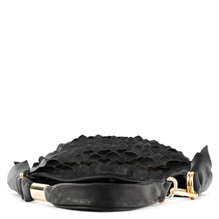 Yves Saint Laurent 137267 Black Petal Leather Hobo Shoulder Bag