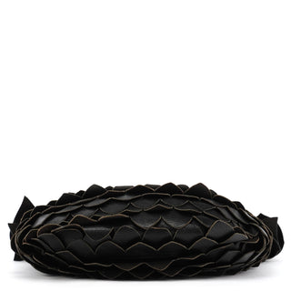 Yves Saint Laurent 137267 Black Petal Leather Hobo Shoulder Bag