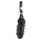 Yves Saint Laurent 137267 Black Petal Leather Hobo Shoulder Bag