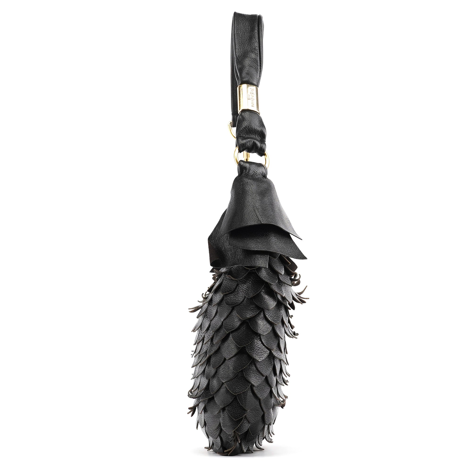 Yves Saint Laurent 137267 Black Petal Leather Hobo Shoulder Bag