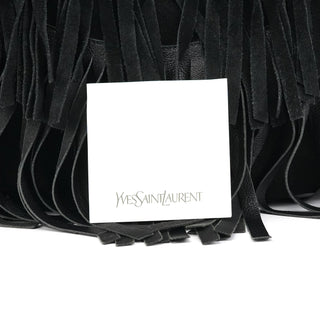 Yves Saint Laurent 138962 Black Suede Leather Boheme Fringe Shoulder Bag