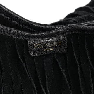 Yves Saint Laurent 138962 Black Suede Leather Boheme Fringe Shoulder Bag