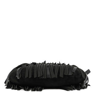 Yves Saint Laurent 138962 Black Suede Leather Boheme Fringe Shoulder Bag