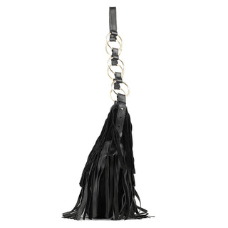 Yves Saint Laurent 138962 Black Suede Leather Boheme Fringe Shoulder Bag