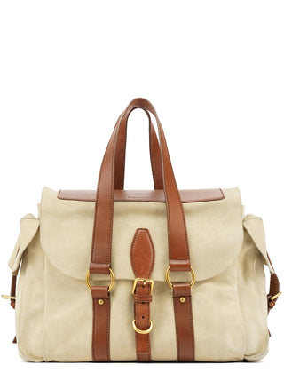 Yves Saint Laurent 146878 Beige Suede Leather Travel Bag