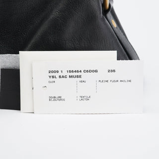 Yves Saint Laurent 156464 Black Calfskin Leather Muse Tote Bag