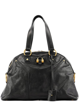 Yves Saint Laurent 156464 Black Calfskin Leather Muse Tote Bag