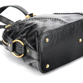 Yves Saint Laurent 156464 Black Patent Leather Muse Tote Bag