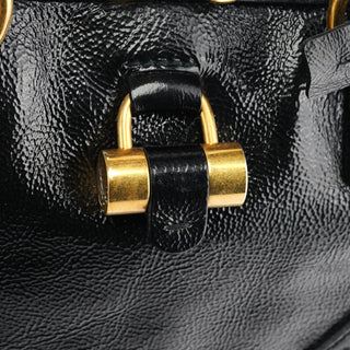 Yves Saint Laurent 156464 Black Patent Leather Muse Tote Bag