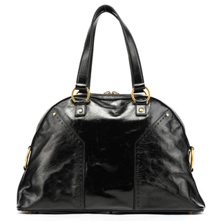 Yves Saint Laurent 156464 Black Patent Leather Muse Tote Bag