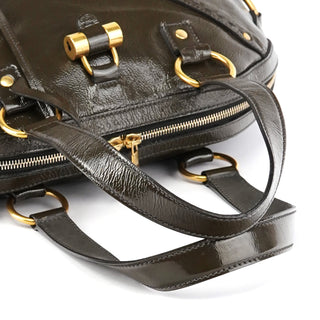 Yves Saint Laurent 156464 Dark Green Patent Leather Muse Tote Bag