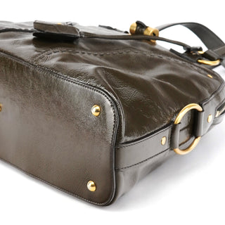 Yves Saint Laurent 156464 Dark Green Patent Leather Muse Tote Bag