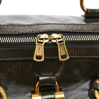 Yves Saint Laurent 156464 Dark Green Patent Leather Muse Tote Bag