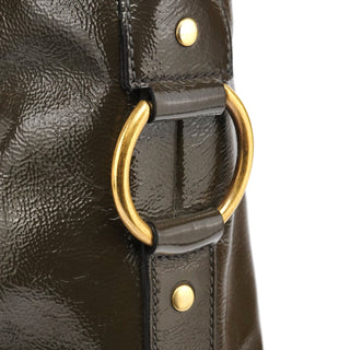 Yves Saint Laurent 156464 Dark Green Patent Leather Muse Tote Bag