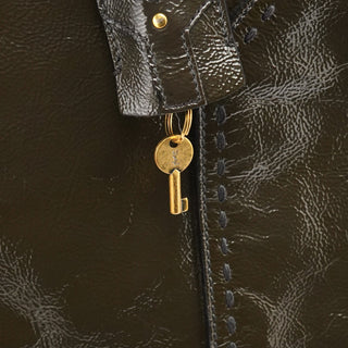 Yves Saint Laurent 156464 Dark Green Patent Leather Muse Tote Bag