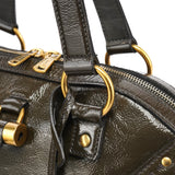 Yves Saint Laurent 156464 Dark Green Patent Leather Muse Tote Bag