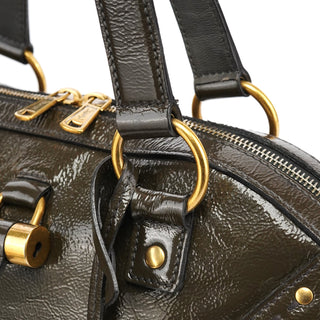 Yves Saint Laurent 156464 Dark Green Patent Leather Muse Tote Bag